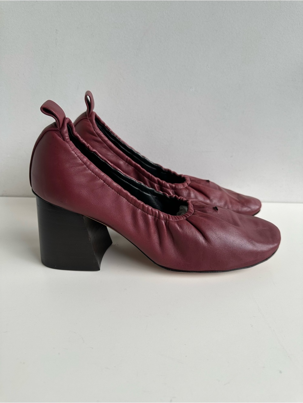 Celine Soft Ballerina Pumps Shoes Burgundy Leather Heels Phoebe Philo 39.5